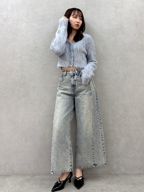 【人気アイテム】dazzlin レイヤードワイドデニムパンツ 人気アイテム】dazzlin レイヤードワイドデニムパンツ