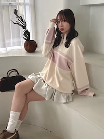 【≠ME 谷崎早耶コラボ】ポロライクラインミドルスウェット ネイビー ≠ME 谷崎早耶コラボ】ポロライクラインスウェット｜ダズリン（dazzlin