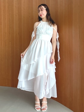 「dazzlin（ダズリン）のアシメフリルリボンシフオンワンピース（ワンピース、ピンク系）」を使った、marinさん（レディース・164cm）の春コーディネート