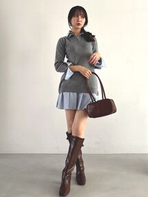 dazzlin　【POLO BCSコラボ】シャツレイヤードニットミニワンピース POLO BCS（ポロ・ビーシーエス） ワンピース 「POLO BCSコラボ」シャツ