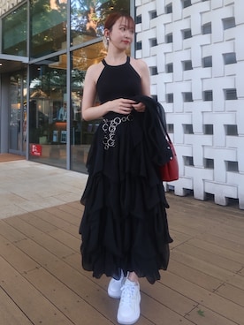 「オールブラックコーデ」｜marinさん（レディース・164cm）の夏コーディネート