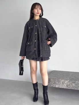 「オールブラックコーデ」｜marinさん（レディース・164cm）の秋コーディネート