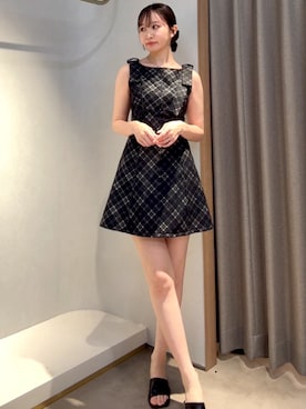 「dazzlin（ダズリン）の2WAYショルダーリボンワンピース（ワンピース、その他）」を使った、marinさん（レディース・164cm）の夏コーディネート