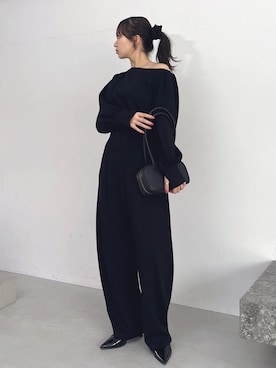 「オールブラックコーデ」｜marinさん（レディース・164cm）の秋コーディネート