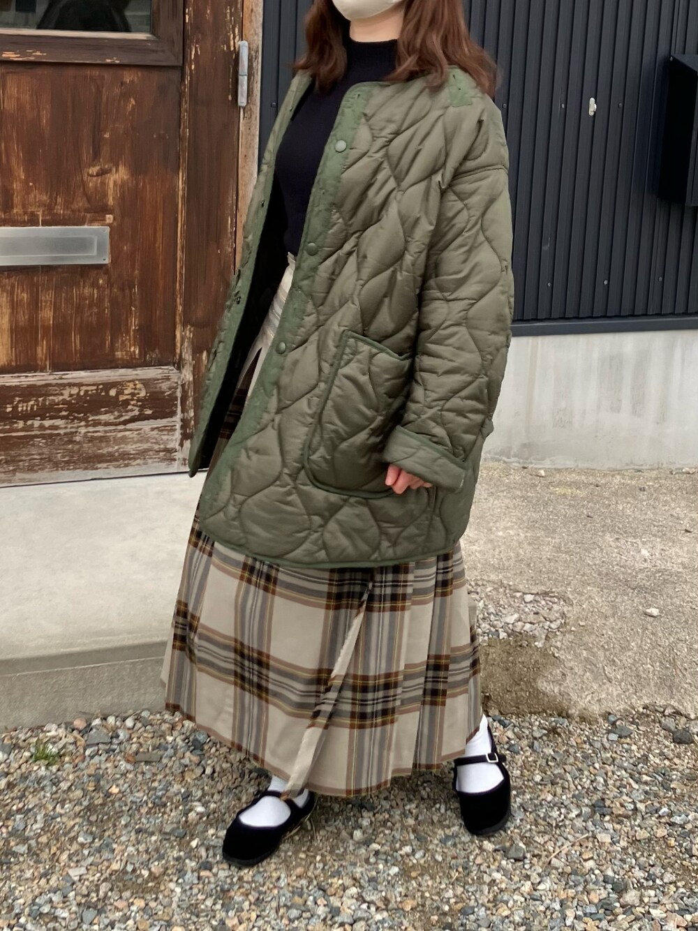 「THE SHINZONEのTHE SHINZONE/シンゾーン　フィールドパーカー　FIELD PARKA（モッズコート、グリーン系）」を使った、ruさん（レディース・163cm）の冬コーディネートの1枚目の写真