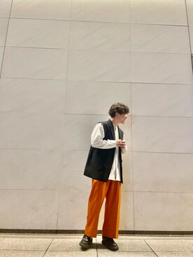 「neos（ネオス）のアイテム（スラックス）」を使った、miffofficialさん（メンズ・172cm）の秋コーディネート