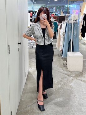 「one after another NICE CLAUP（ワンアフターアナザーナイスクラップ）のストラップ付ミュール（その他シューズ）」を使った、Aiさん（レディース・156cm）の夏コーディネート