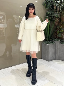 「春ニット」｜「アイテム（チュニック）」を使った、Aiさん（レディース・156cm）の冬コーディネート