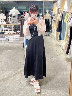 「one after another NICE CLAUP（ワンアフターアナザーナイスクラップ）のスニーカー底グルカサンダル（サンダル）」を使った、Aiさん（レディース・156cm）の夏コーディネート