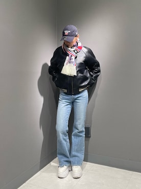 「アイテム（スタジャン）」を使った、RAMUさん（レディース・164cm）の秋コーディネート