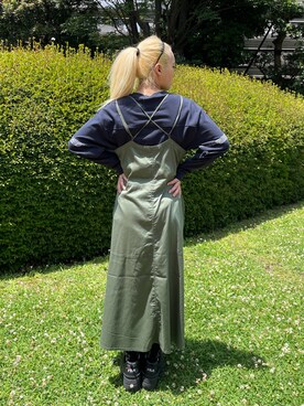 「ミリタリーコーデ」｜「アイテム（ワンピース/ドレス）」を使った、RAMUさん（レディース・164cm）の夏コーディネート
