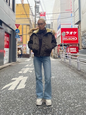 「アイテム（ナイロンジャケット）」を使った、RAMUさん（レディース・164cm）の秋コーディネート