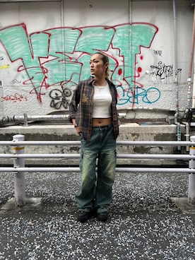 「AVIREX（アヴィレックス）のアイテム（パンツ）」を使った、RAMUさん（レディース・164cm）の夏コーディネート