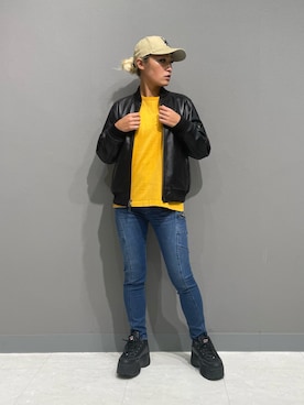 「カッコイイ女子」｜「アイテム（ジャケット/アウター）」を使った、RAMUさん（レディース・164cm）の秋コーディネート