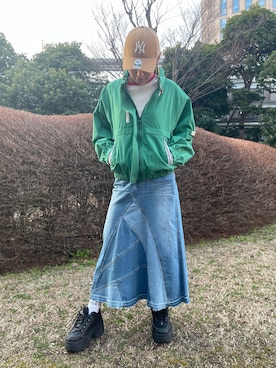 「ラフスタイル」｜「アイテム（ブルゾン）」を使った、RAMUさん（レディース・164cm）の冬コーディネート
