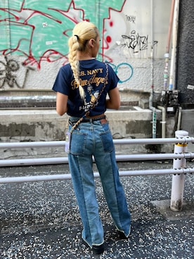 「リメイクデニム」｜「アイテム（トップス）」を使った、RAMUさん（レディース・164cm）の夏コーディネート