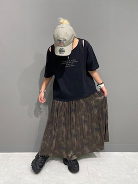 「カモフラスカート」｜RAMUさん（レディース・164cm）の夏コーディネート