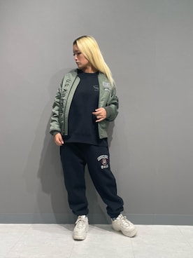 「セットアップコーデ」｜「アイテム（MA-1）」を使った、RAMUさん（レディース・164cm）の秋コーディネート