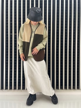 「スウェットスカート」｜「アイテム（その他アウター）」を使った、RAMUさん（レディース・164cm）の冬コーディネート