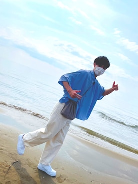 「RAGEBLUE（レイジブルー）のアイテム（バッグ）」を使った、ぴっぴさん（メンズ・183cm）の夏コーディネート