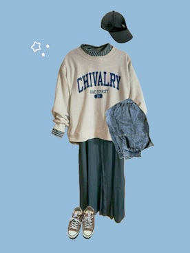 「moz（モズ）のmoz/モズ　ツイルキャップ（キャップ、ブラック系）」を使った、𝚢𝚞𝚔𝚘さん（レディース・155cm）の春コーディネート