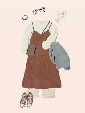 「Samansa Mos2（サマンサ モスモス）のアイテム（トップス）」を使った、𝚢𝚞𝚔𝚘さん（レディース・155cm）の春コーディネート