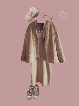 「newhattan（ニューハッタン）の【newhattan】  ニューハッタン キャップ STONE WASHED TWILL CAP（キャップ、ベージュ系）」を使った、𝚢𝚞𝚔𝚘さん（レディース・155cm）の春コーディネート