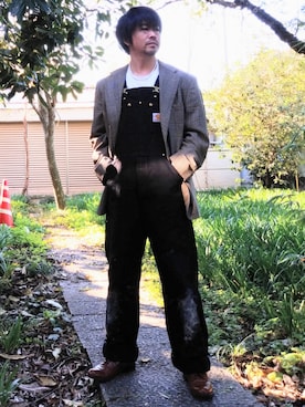 「ラルフローレン」｜「アイテム（オールインワン・サロペット）」を使った、こんがり棒さん（メンズ・167cm）の秋コーディネート