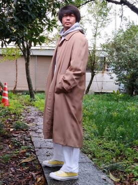 BURBERRYのステンカラーコート（ブラウン系）を使ったメンズ人気