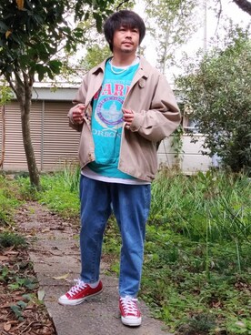 「BURBERRY（バーバリー）のアイテム（ブルゾン）」を使った、こんがり棒さん（メンズ・167cm）の秋コーディネート