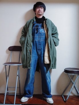 「メイちゃん」｜「アイテム（モッズコート）」を使った、こんがり棒さん（メンズ・167cm）の冬コーディネート