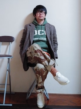 「ピンク色」｜こんがり棒さん（メンズ・167cm）の冬コーディネート