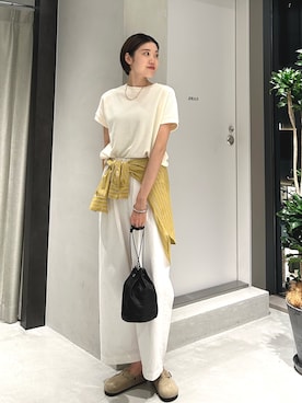 「URBAN RESEARCH DOORS（アーバンリサーチドアーズ）のタックフライスフレンチTシャツ（T恤、ベージュ系）」を使った、makoさん（レディース・175cm）の秋コーディネート
