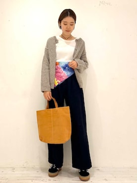 「URBAN RESEARCH DOORS（アーバンリサーチドアーズ）のDenim Tuck Wide Pants（デニムパンツ）」を使った、makoさん（レディース・175cm）の秋コーディネート