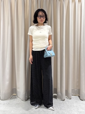 「FREE'S MART（フリーズマート）の◆針抜きテレコＴシャツタンクセット（Tシャツ/カットソー、ホワイト系）」を使った、REINAさん（レディース・162cm）の春コーディネート