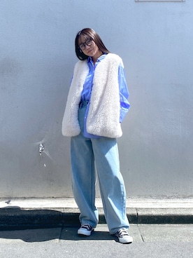 「アイテム（その他アウター、ホワイト系）」を使った、REINAさん（レディース・160cm）の秋コーディネート