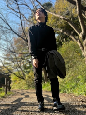 「UNIQLO（ユニクロ）のタートルネックT（長袖）（Tシャツ/カットソー）」を使った、shimadamasaruさん（メンズ・164cm）の秋コーディネート