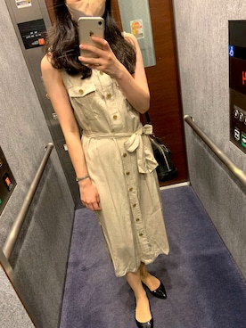 「Banana Republic（バナナリパブリック）のアイテム（ワンピース/ドレス、ベージュ系）」を使った、KAGUYA さん（レディース・165cm）の冬コーディネート