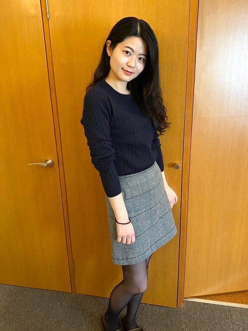 ウールブレンドブークレミニスカート ハイウエストブークレウールミニスカート | レディース