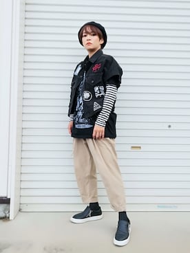 「RNA」｜「アイテム（スリッポン）」を使った、すいさん（レディース・154cm）の秋コーディネート