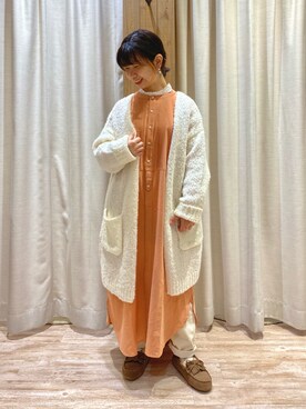 シャツワンピース オレンジ系 を使った人気ファッションコーディネート Wear