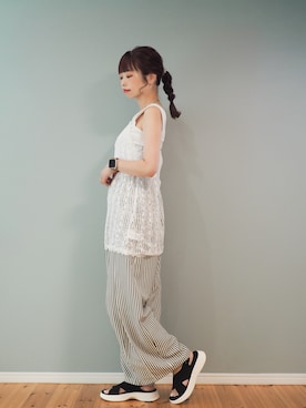 「GeeRA（ジーラ）のアイテム」を使った、まーこさん（レディース・164cm）の夏コーディネート