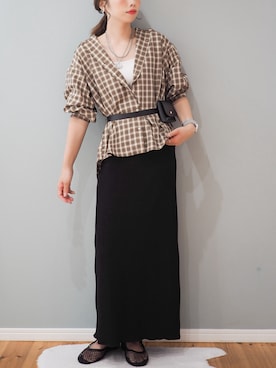 「GeeRA（ジーラ）のアイテム」を使った、まーこさん（レディース・164cm）の夏コーディネート