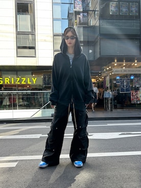 「A.D.S.R.（エーディーエスアール）のADSR/エーディーエスアール/NEIL（サングラス、ブラック系）」を使った、mina さん（レディース・173cm）の夏コーディネート