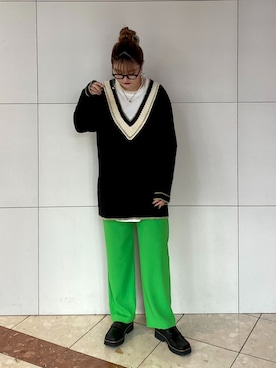 「JEANASIS（ジーナシス）のアイテム（ローファー）」を使った、MOMOさん（レディース・157cm）の夏コーディネート