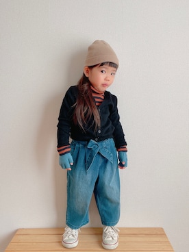 「アイテム（ニット/セーター）」を使った、ふうさん（キッズ・90cm）の冬コーディネート