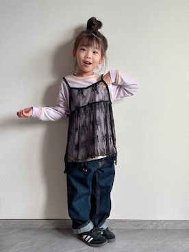 「アイテム（デニムパンツ）」を使った、ふうさん（キッズ・110cm）の秋コーディネート