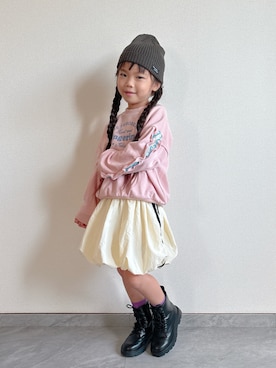 「アイテム（ブーツ）」を使った、ふうさん（キッズ・110cm）の秋コーディネート