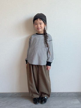 「LOWRYS FARM（ローリーズファーム）のホソボーダーＴＬＳ　571373（Tシャツ/カットソー）」を使った、ふうさん（キッズ・110cm）の夏コーディネート