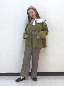 「ehka sopo（エヘカソポ）のアイテム（サロペット/オーバーオール）」を使った、Y u k iさん（レディース・162cm）の秋コーディネート